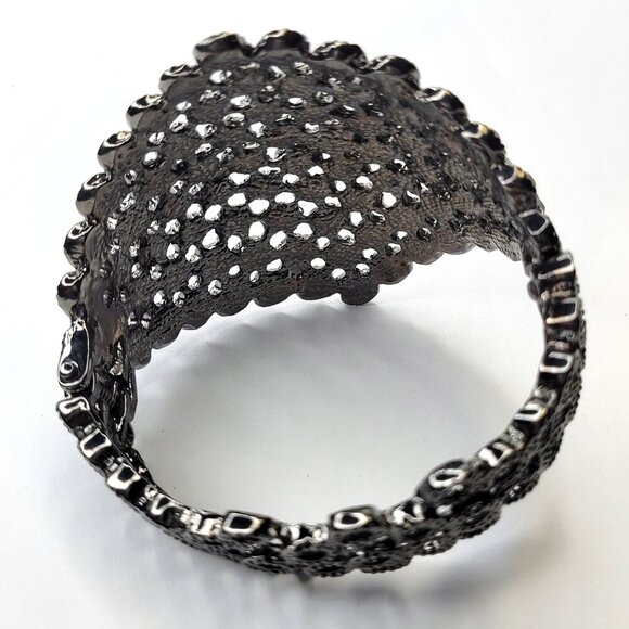 Gorgeous Hematite Rhinestone Wide Cuff Bracelet - Picture 13 of 14